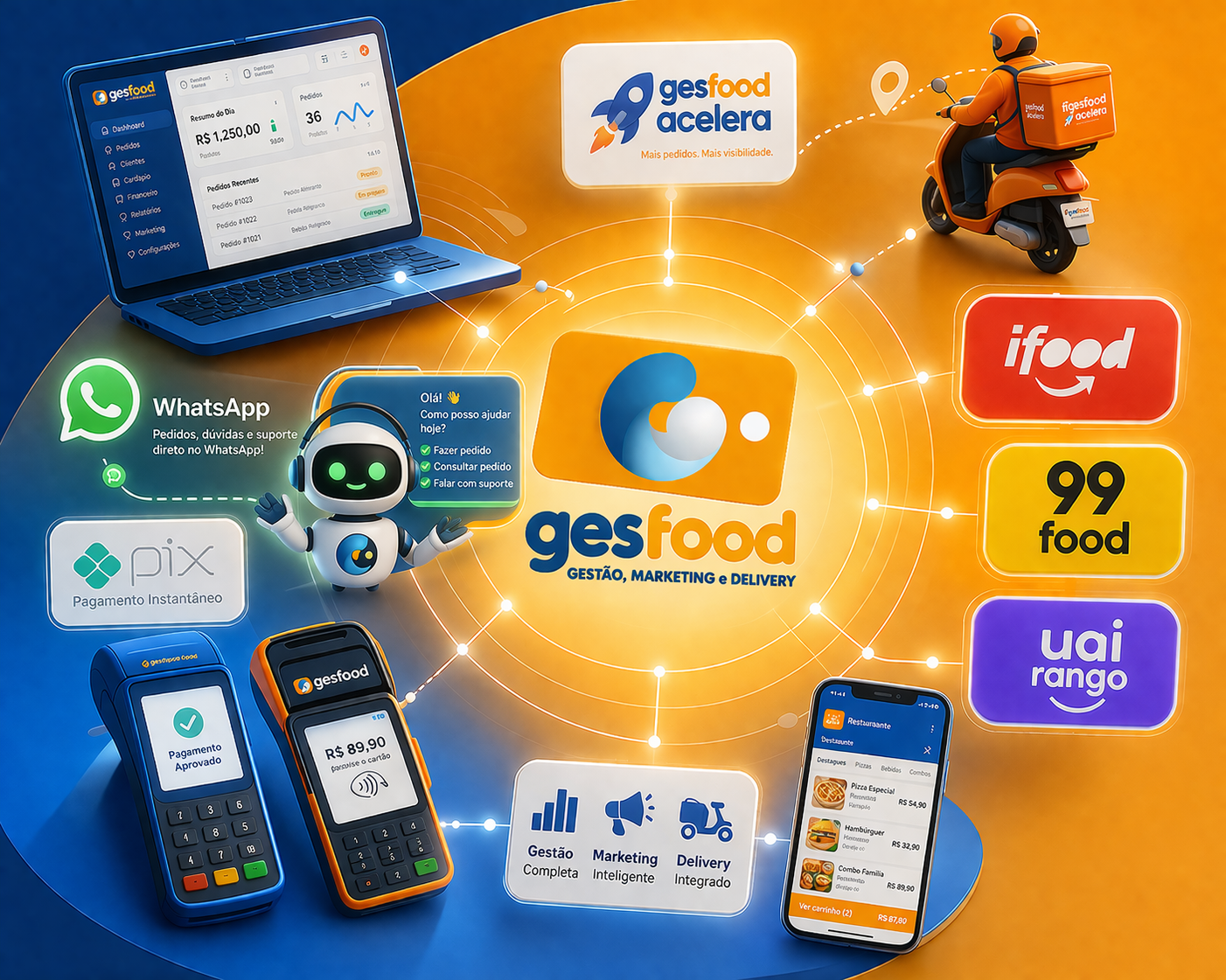 Integrações com melhores players do mercado e motoboy próprio